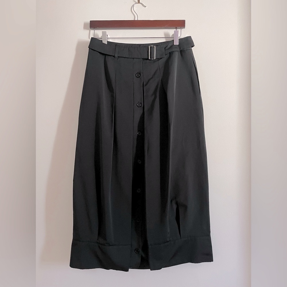 ‘S Max Mara black technical / parachute fabric midi skirt with belt and …
